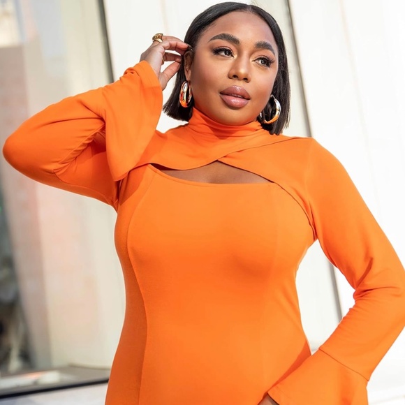 Amazon the Drop x Kela Walker Scarlet Ibis Cut Out Long Sleeve Dress Size XL - Picture 5 of 9